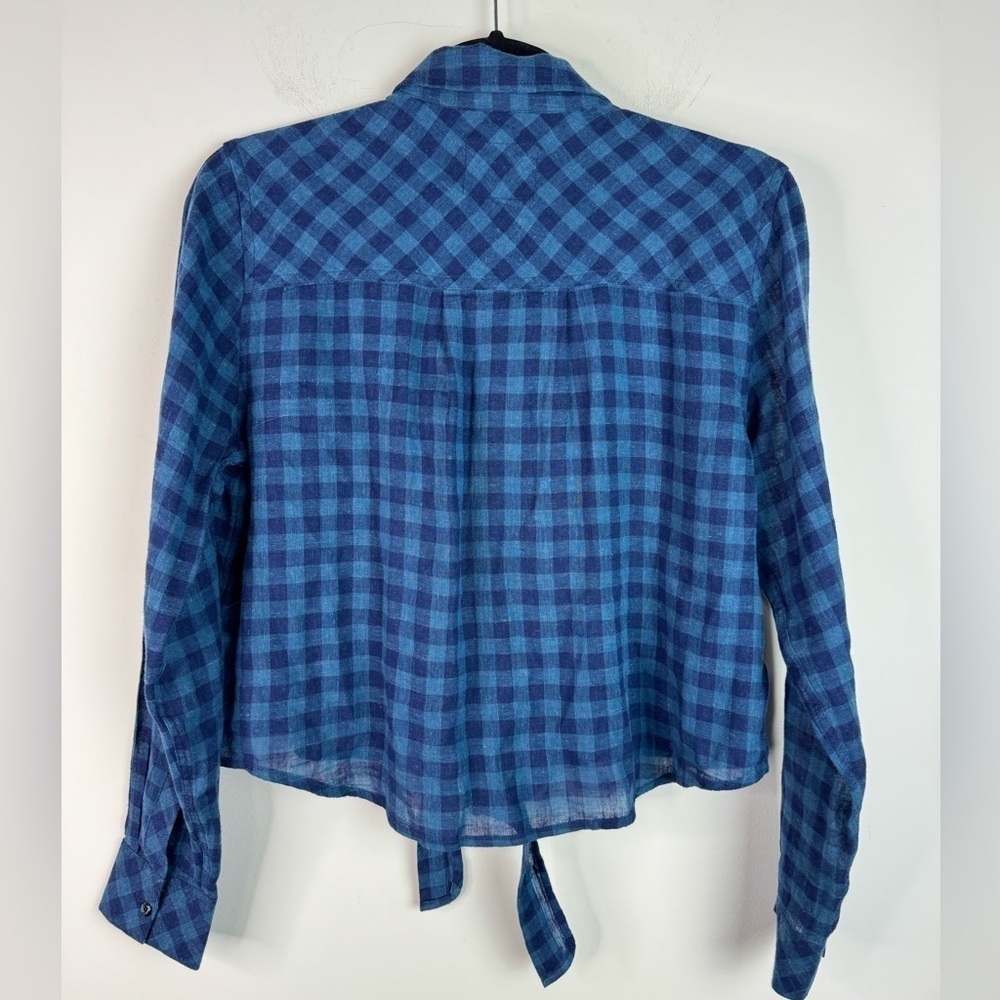 Rails Val Tie Front Shirt Linen In Indigo Coast Small - Picture 3 of 8